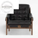 Modern Nordic Retro Recliner Armchair Solid Wood Frame Black Leather Seat