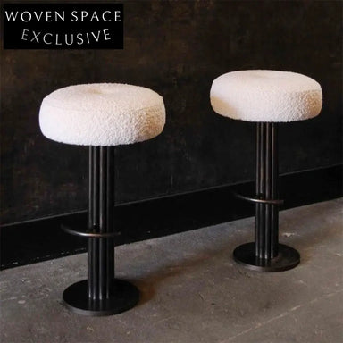Modern Nordic Roman Boucle Fabric Bar Stool High Kitchen Counter Chair