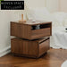 Modern Nordic Rotatable Walnut Wood Bedside Table with Storage Drawers