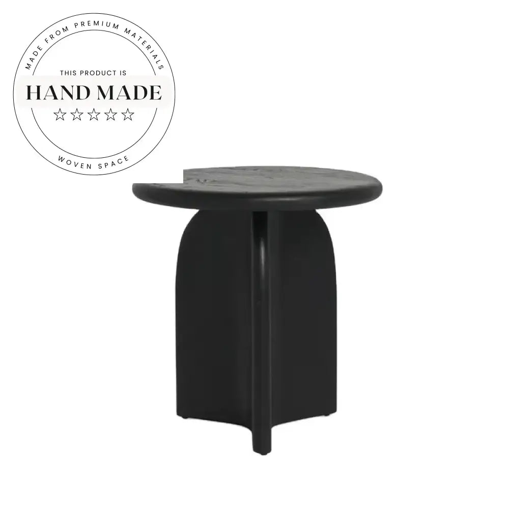 Modern Nordic Round Black Solid Wood Decorative Living Room Side Table