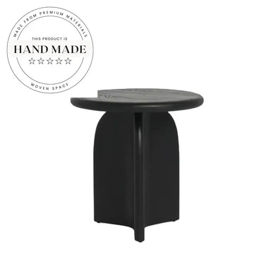 Modern Nordic Round Black Solid Wood Decorative Living Room Side Table