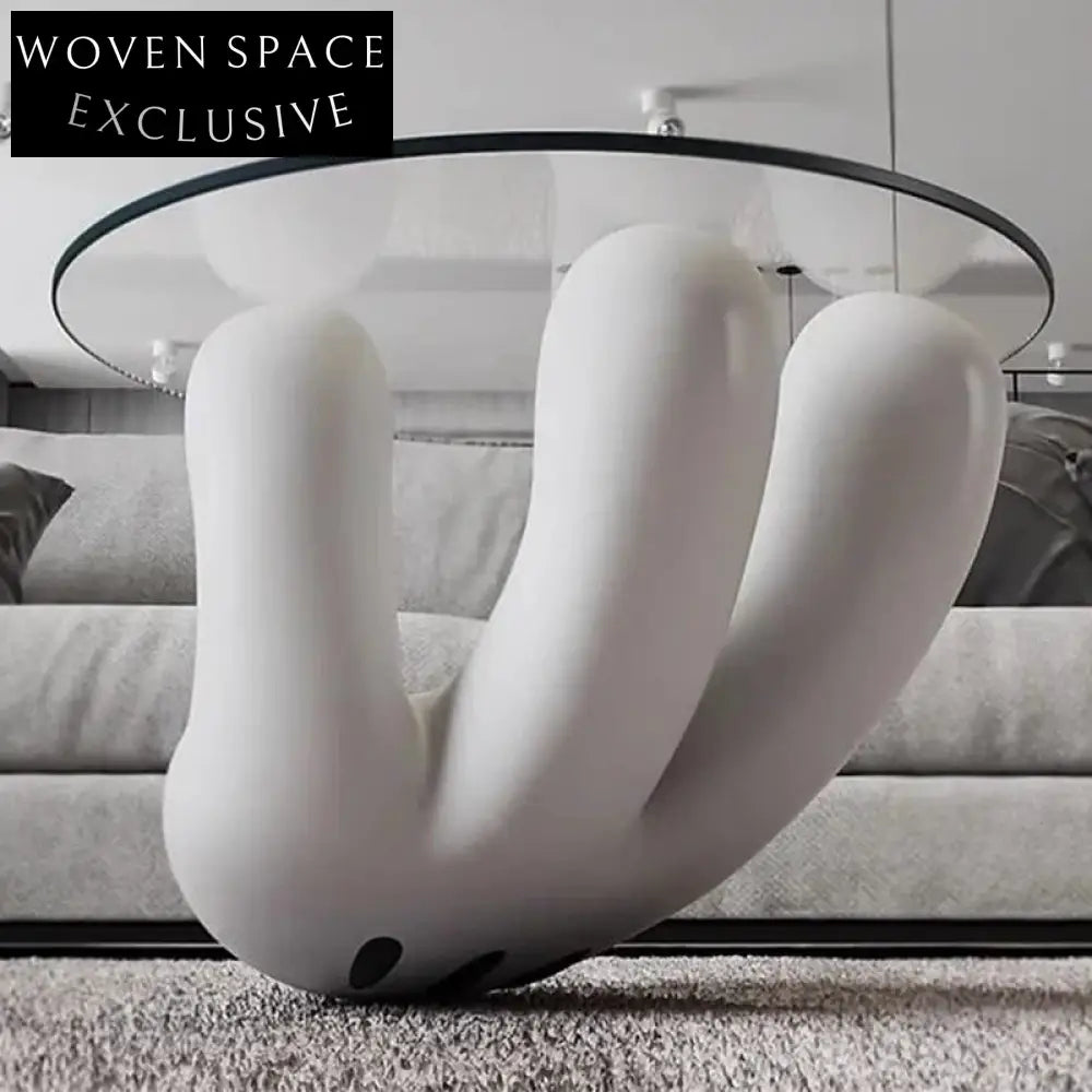 Modern Nordic Round Clear Glass Top Coffee Table with Fiberglass Base