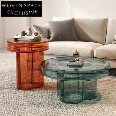 Modern Nordic Round Full Glass Accent Living Room Coffee Table