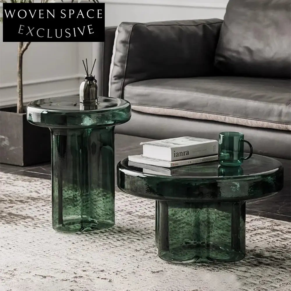 Modern Nordic Round Full Glass Accent Living Room Coffee Table