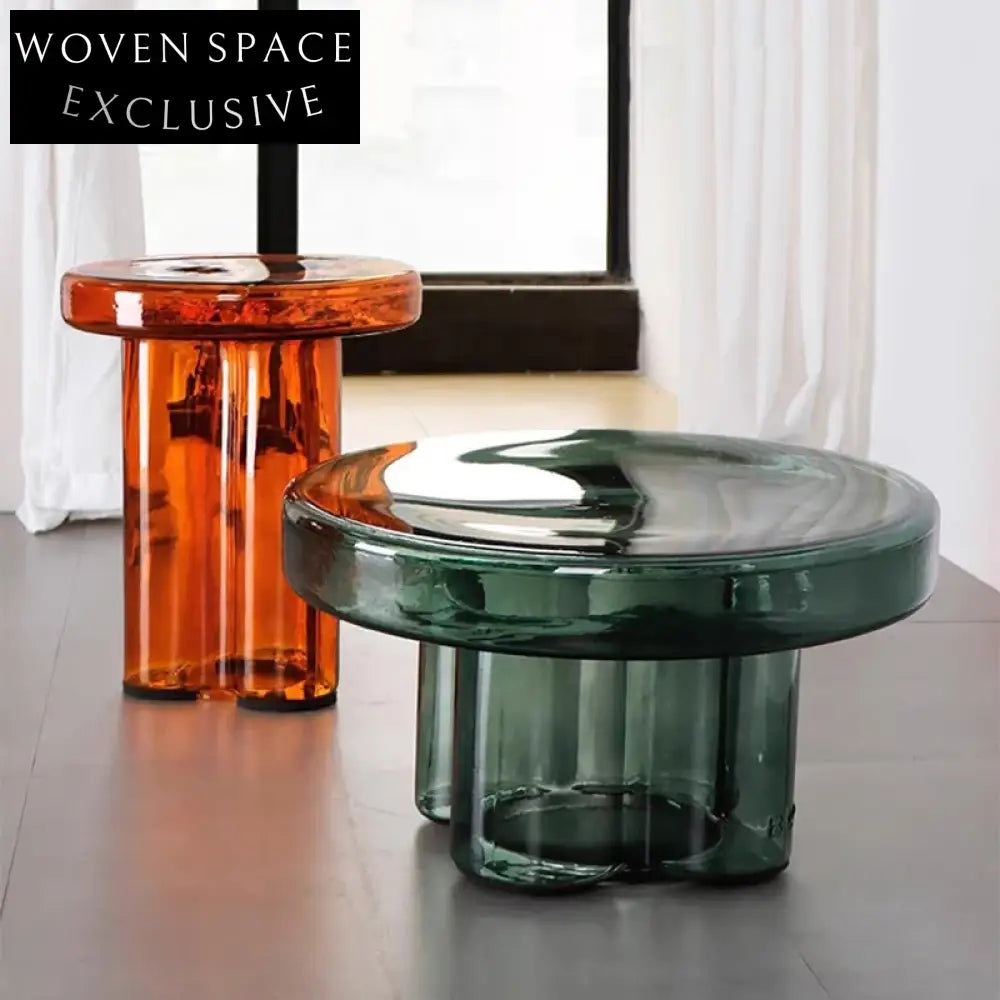 Modern Nordic Round Full Glass Accent Living Room Coffee Table