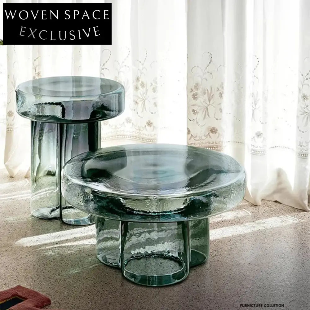 Modern Nordic Round Full Glass Accent Living Room Coffee Table