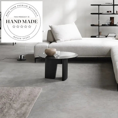 Modern Nordic Round Glass Solid Wood Black Oak Side Table