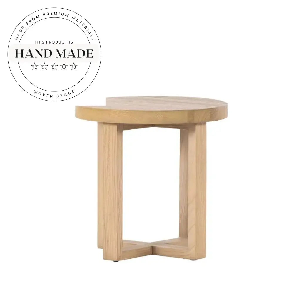 Modern Nordic Round Solid Wood Coffee Corner Sofa Side Table