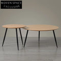 Modern Nordic Round Solid Wood Top Coffee & Side Table Set