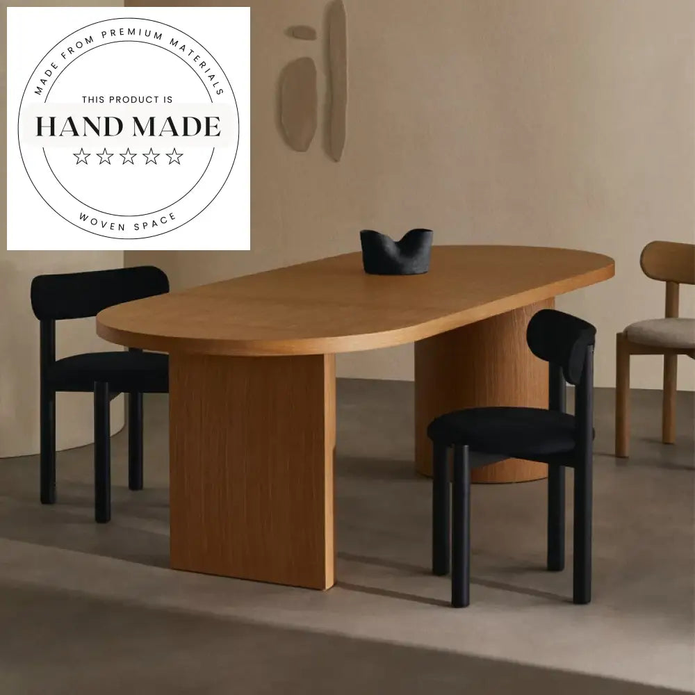 Modern Nordic Round Walnut Wood Six Seater Dining Table