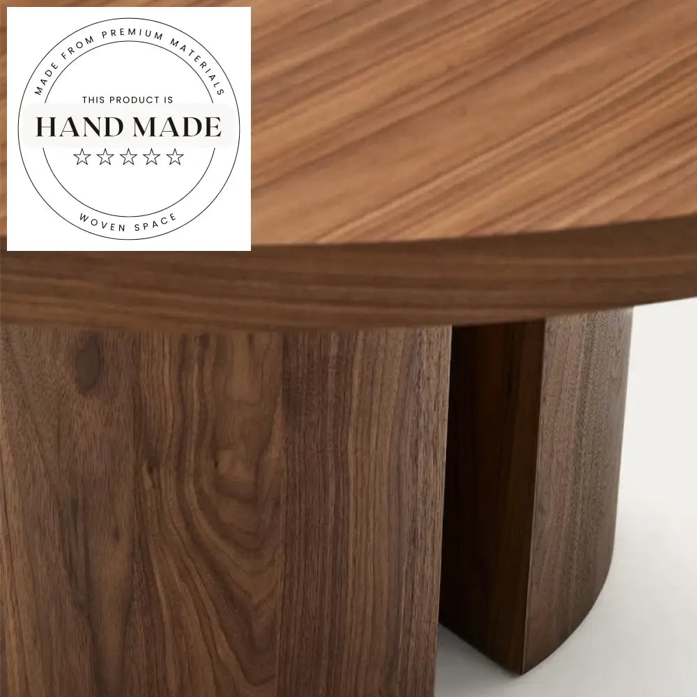 Modern Nordic Round Walnut Wood Six Seater Dining Table