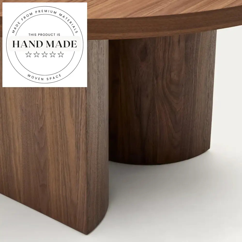 Modern Nordic Round Walnut Wood Six Seater Dining Table