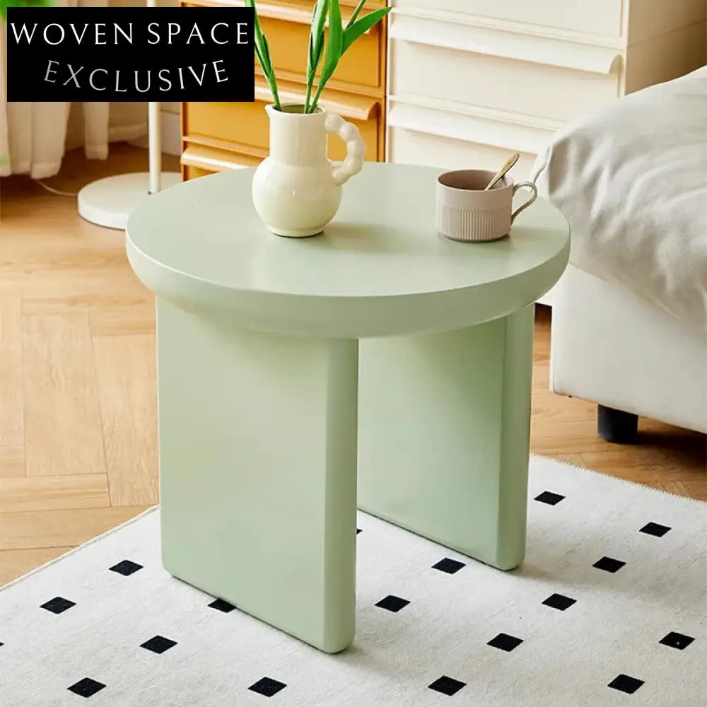 Modern Nordic Round Wood Side Table for Sofa Corner Living Room Decor