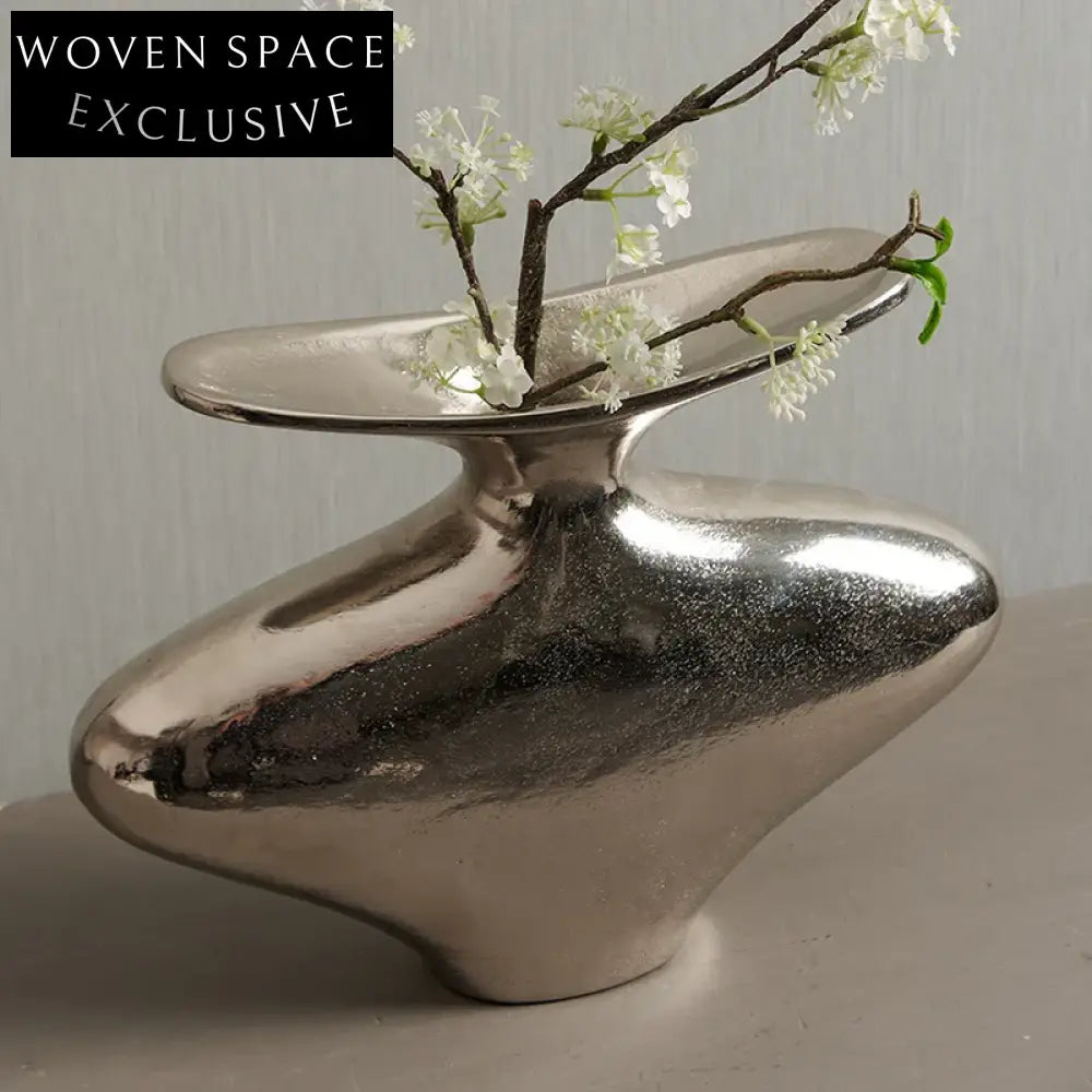 Modern Nordic Silver Aluminum Tabletop Decorative Flower Vase