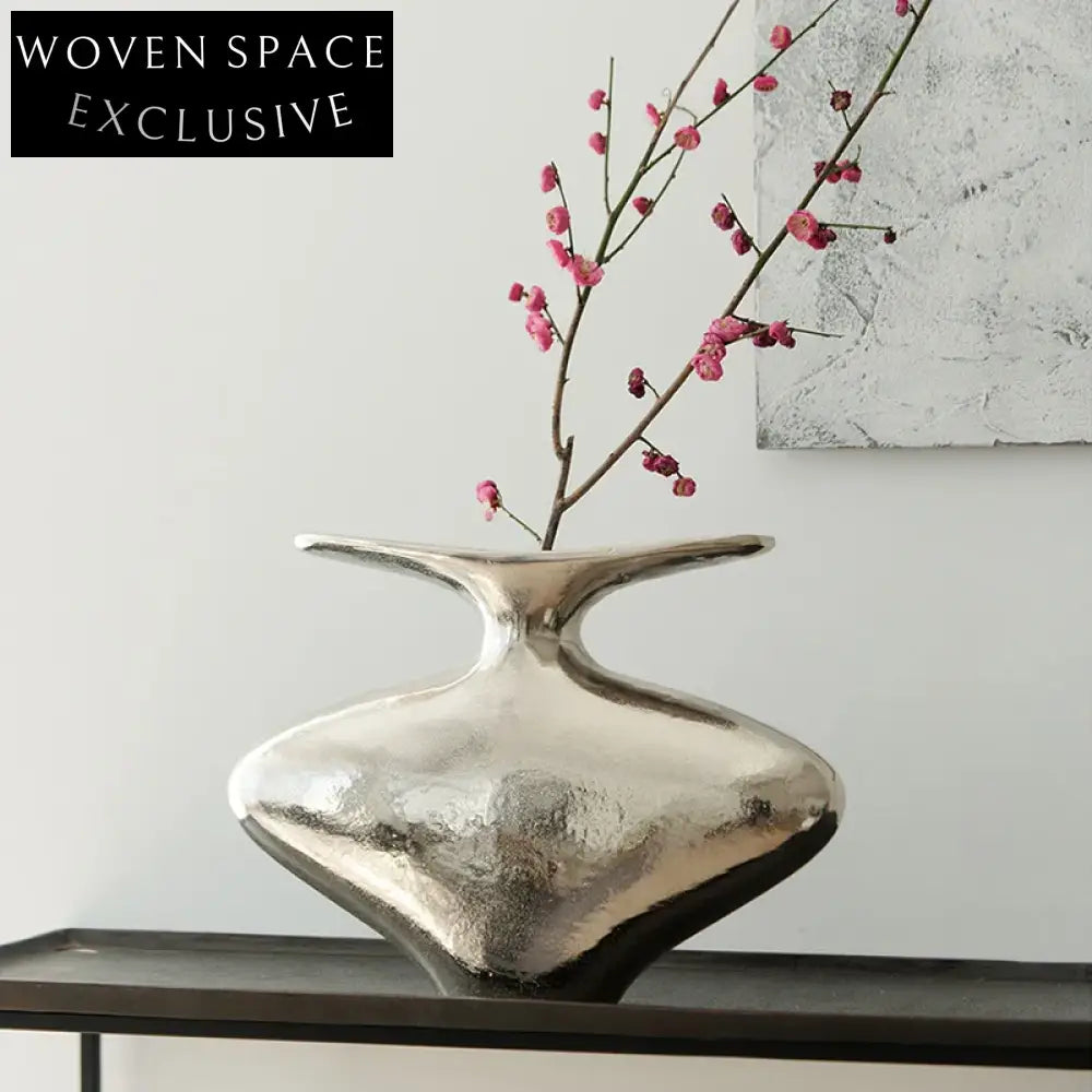 Modern Nordic Silver Aluminum Tabletop Decorative Flower Vase