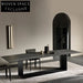 Modern Nordic Slate Top, Stainless Steel Base, Rectangle Marble Dining Table