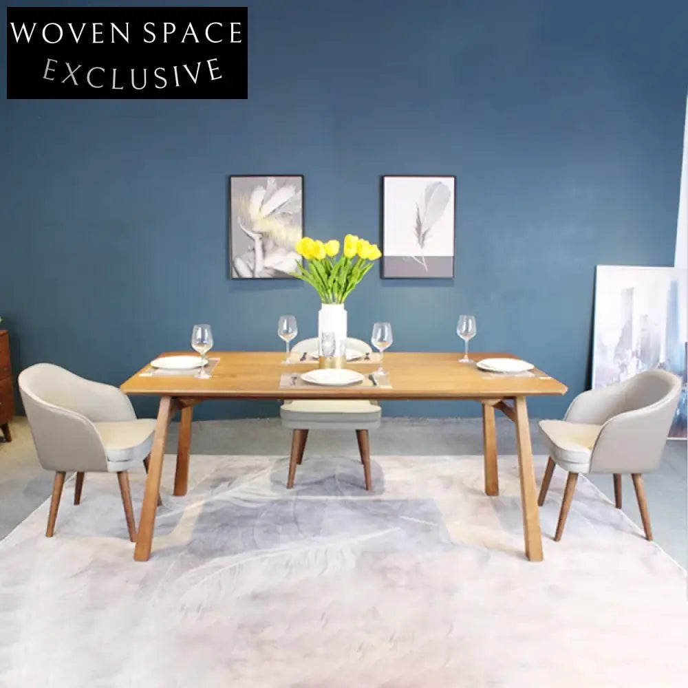Modern Nordic Solid Ash Wood Arm Dining Chair with Premium Leather Cushion