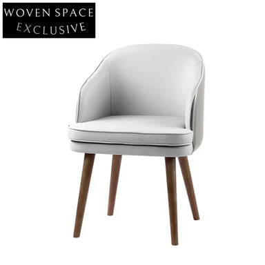 Modern Nordic Solid Ash Wood Arm Dining Chair with Premium Leather Cushion