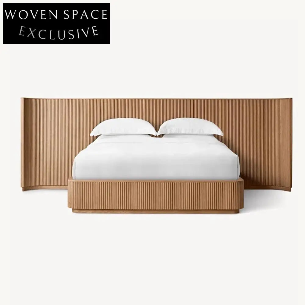 Modern Nordic Solid Ash Wood King Size Bed Frame with Durable Headboard