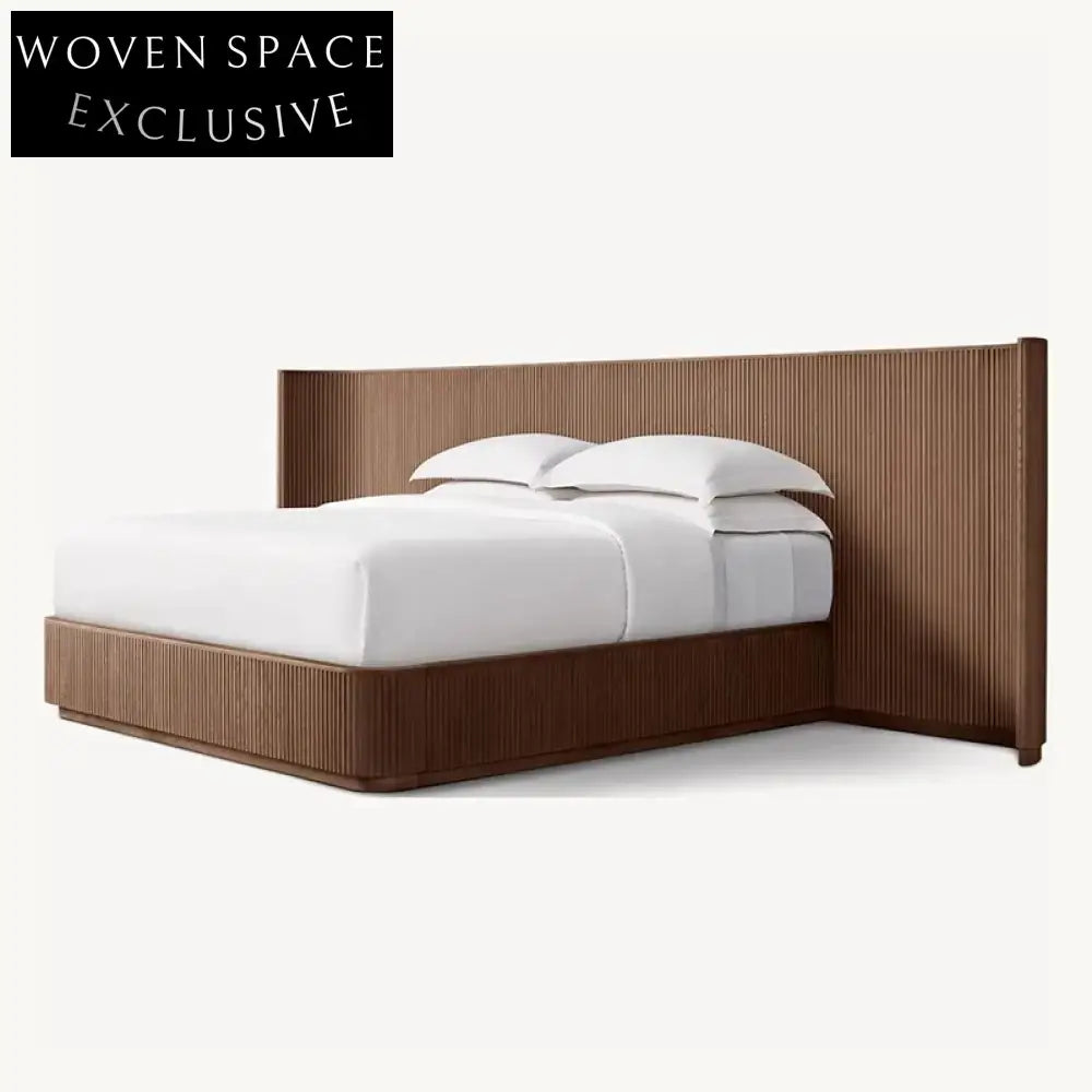 Modern Nordic Solid Ash Wood King Size Bed Frame with Durable Headboard