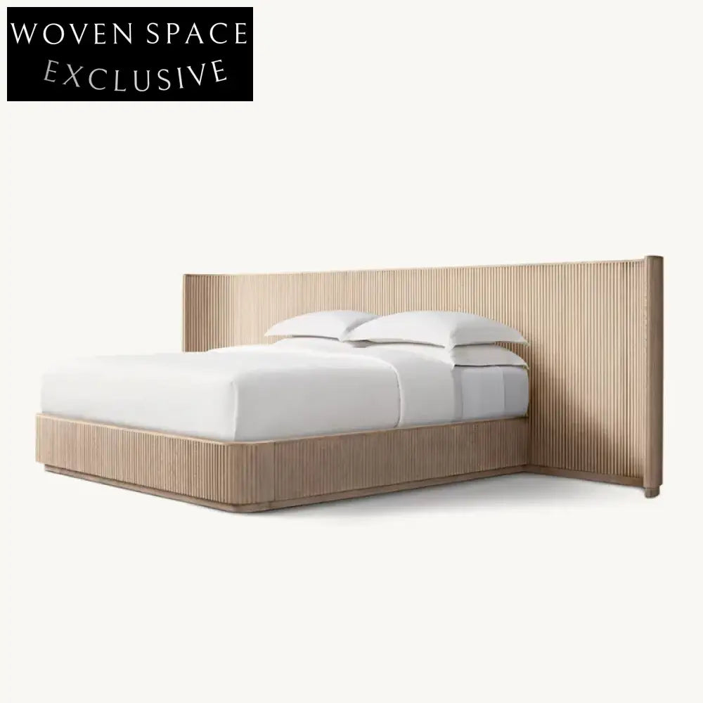 Modern Nordic Solid Ash Wood King Size Bed Frame with Durable Headboard