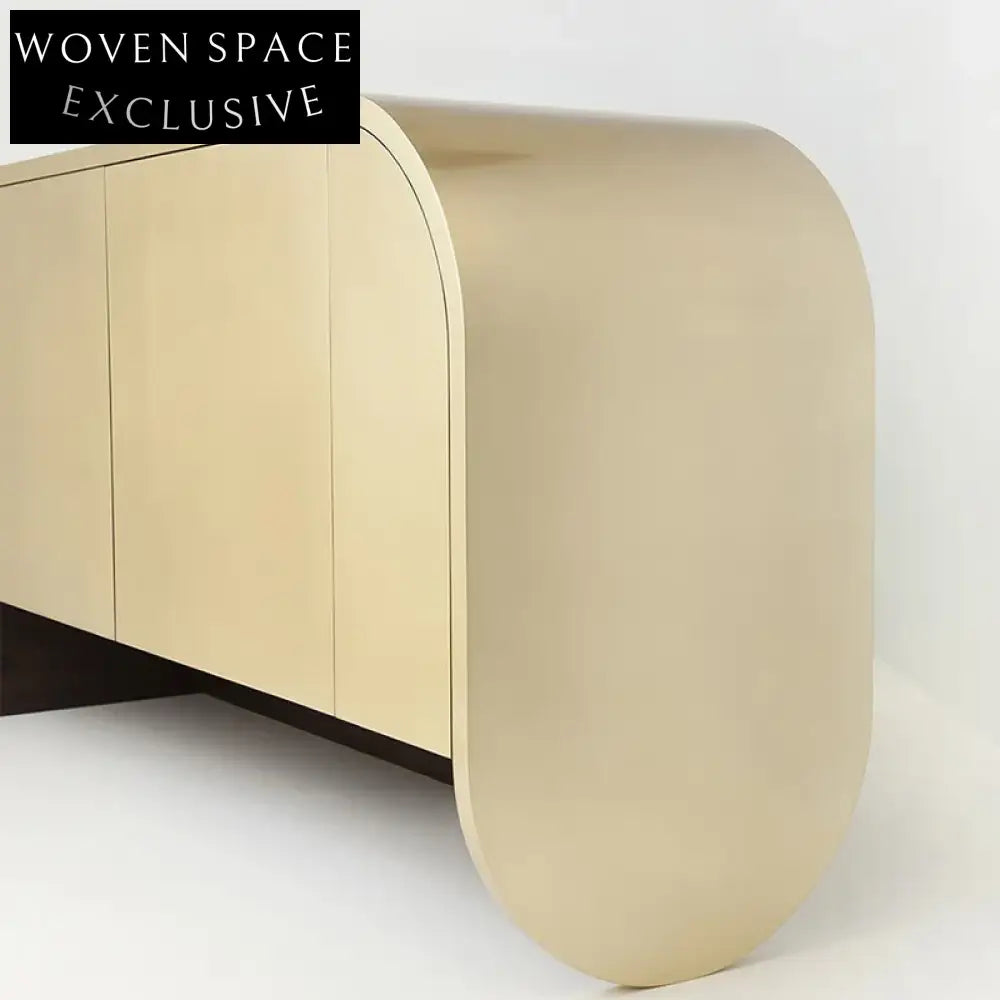 Modern Nordic Solid Birch Wood Three-Door Living Room Sideboard Cabinet