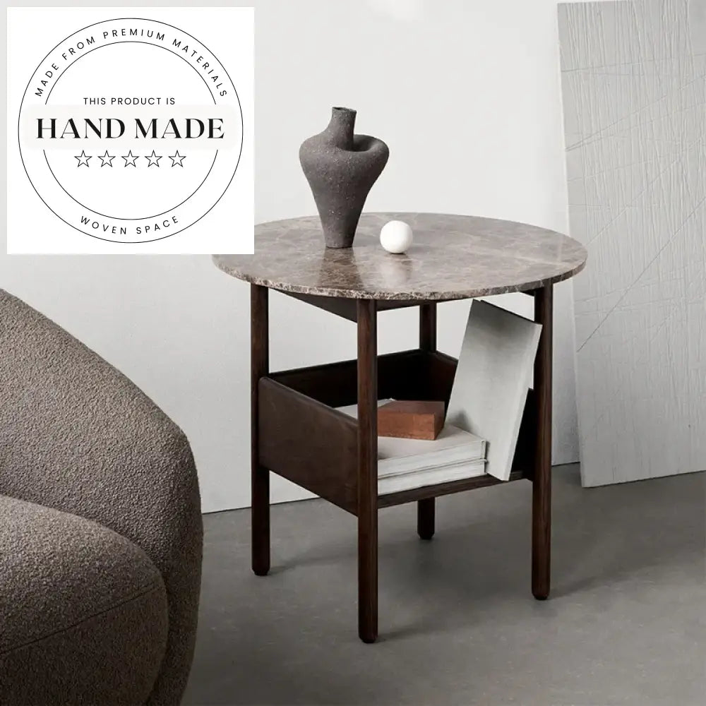 Modern Nordic Solid Oak Double Layer Round Side Table