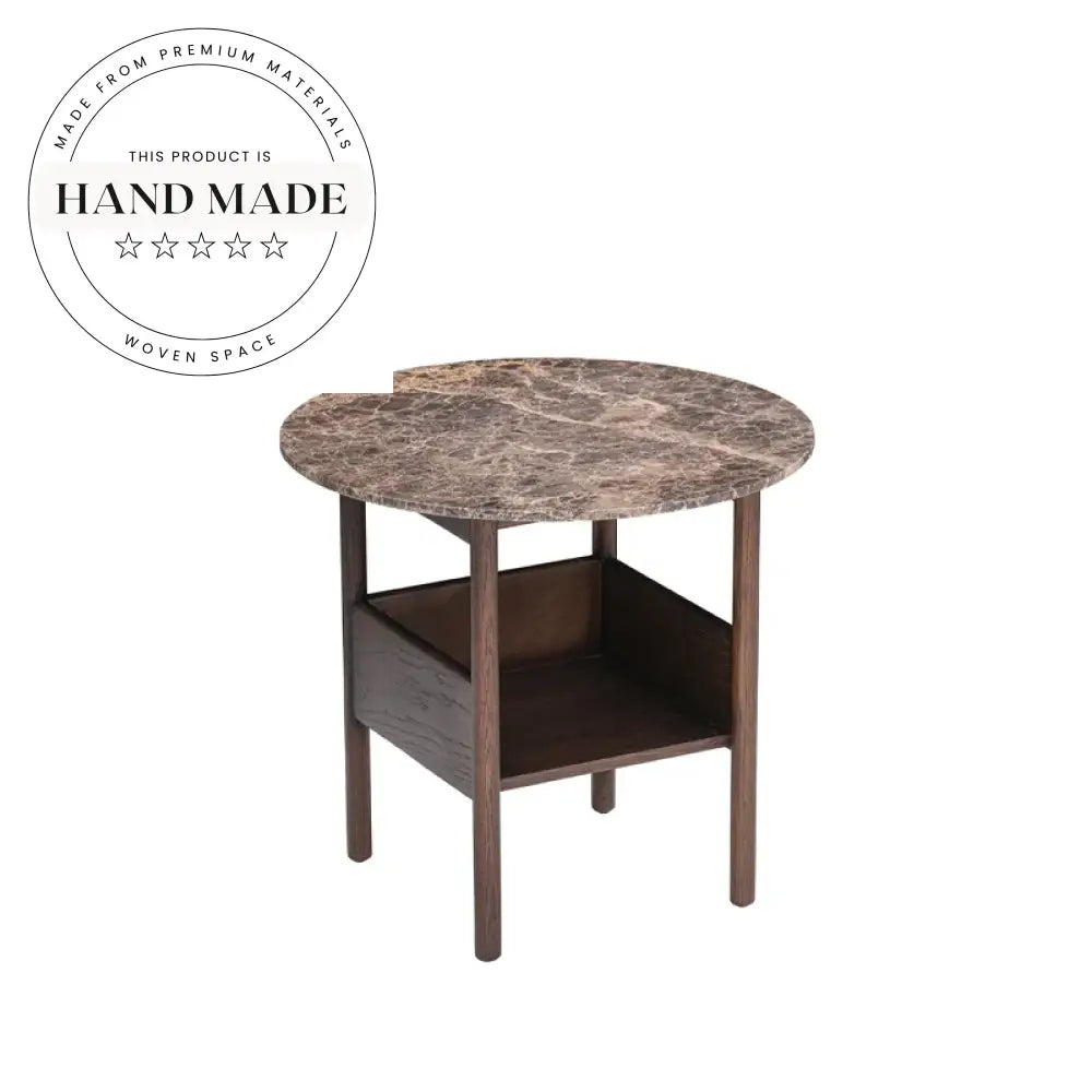 Modern Nordic Solid Oak Double Layer Round Side Table