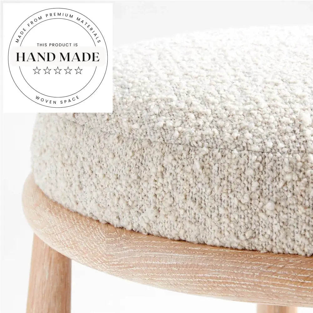 Modern Nordic Solid Oak Wood Counter Height Stool with Fabric Seat