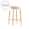 Modern Nordic Solid Oak Wood Counter Height Stool with Fabric Seat