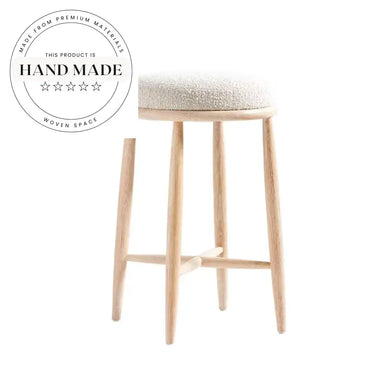 Modern Nordic Solid Oak Wood Counter Height Stool with Fabric Seat