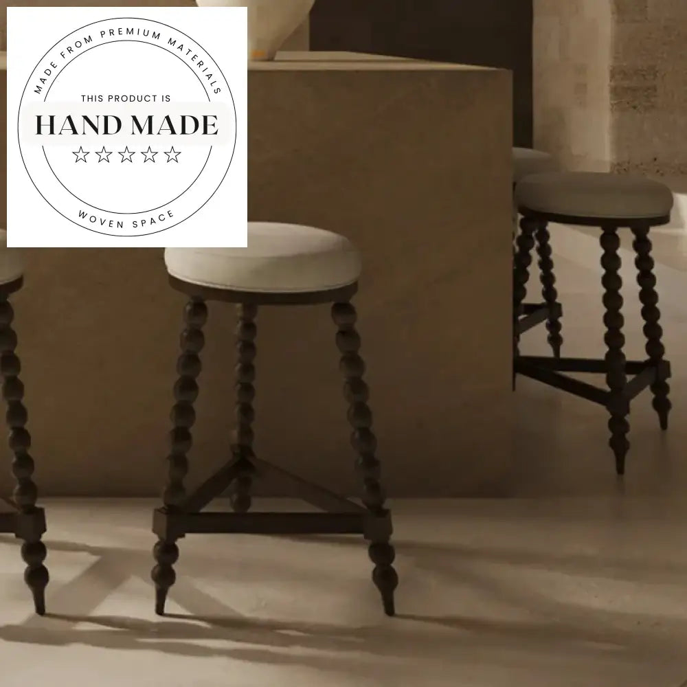 Modern Nordic Solid Rubber Wood Counter Stool with Creative Legs Design