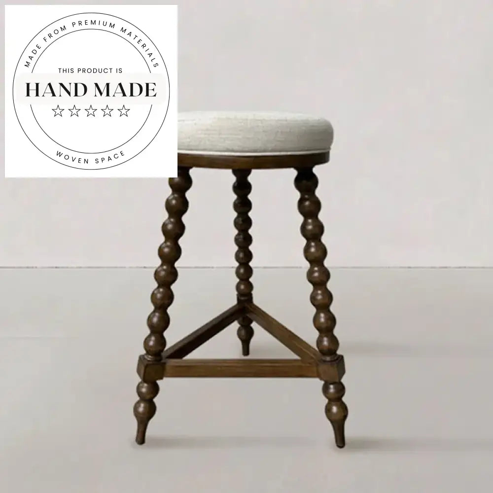 Modern Nordic Solid Rubber Wood Counter Stool with Creative Legs Design