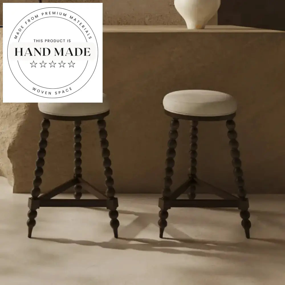 Modern Nordic Solid Rubber Wood Counter Stool with Creative Legs Design