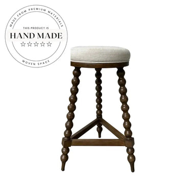 Modern Nordic Solid Rubber Wood Counter Stool with Creative Legs Design