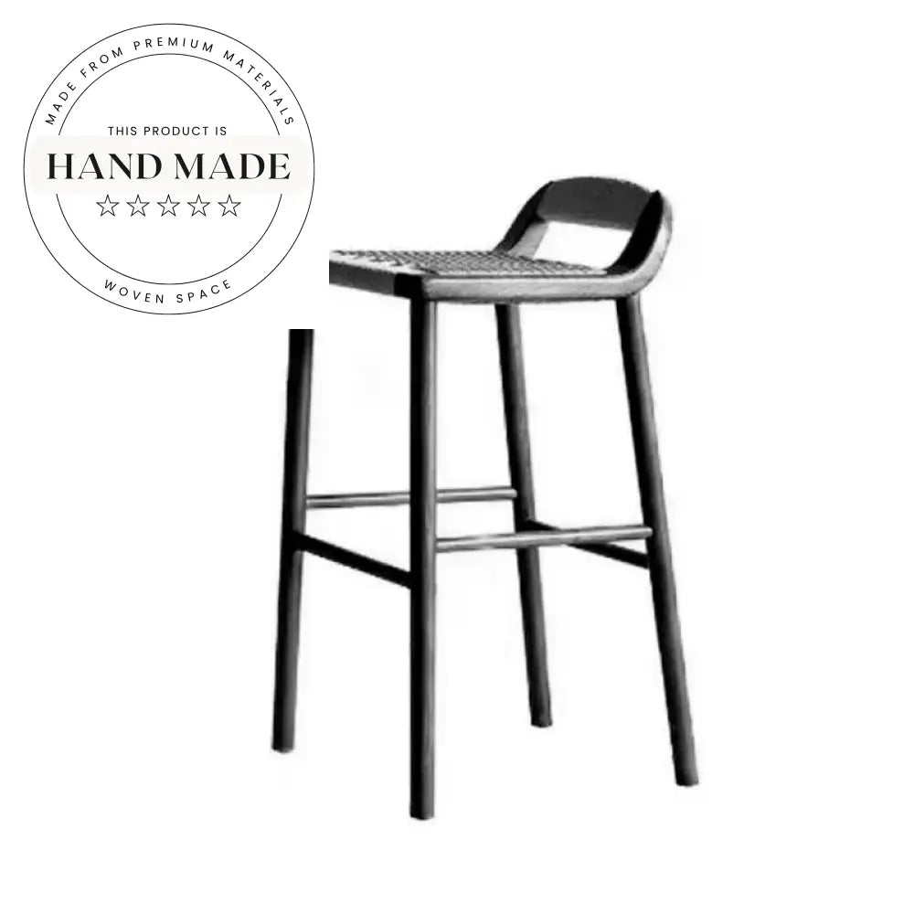 Modern Nordic Solid Walnut Wood High Back Counter Bar Stool Seat