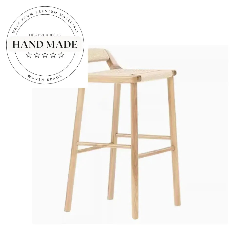 Modern Nordic Solid Walnut Wood High Back Counter Bar Stool Seat