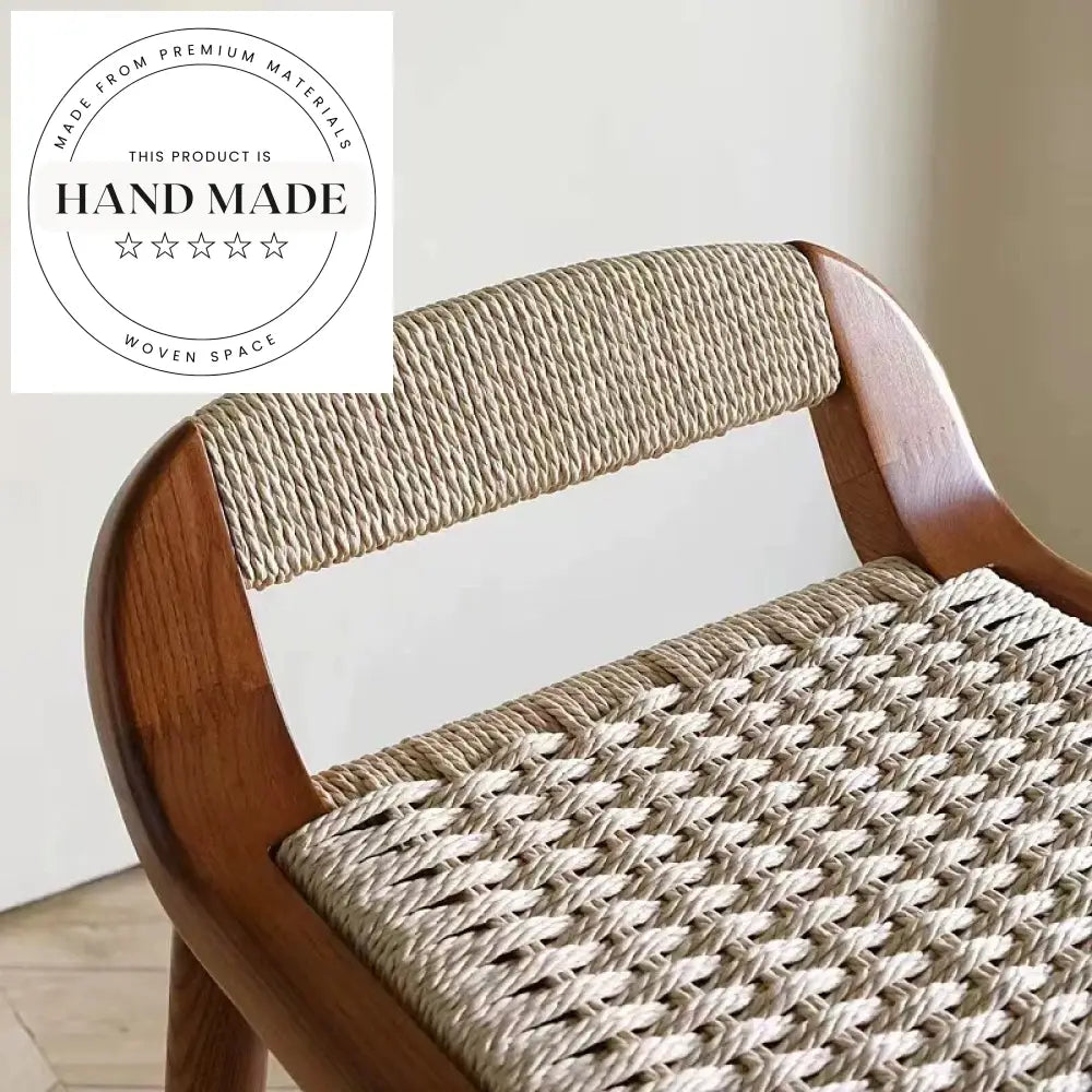 Modern Nordic Solid Walnut Wood High Back Counter Bar Stool Seat