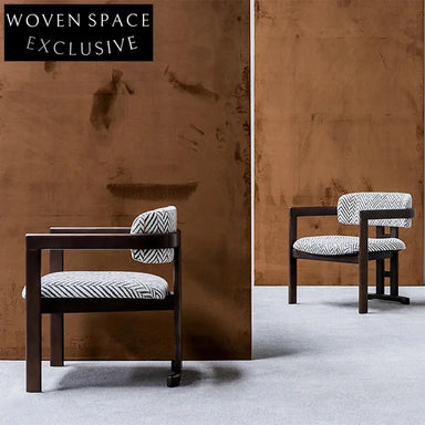 Modern Nordic Solid Wood Armrest Fabric Upholstered Office Dining Chair