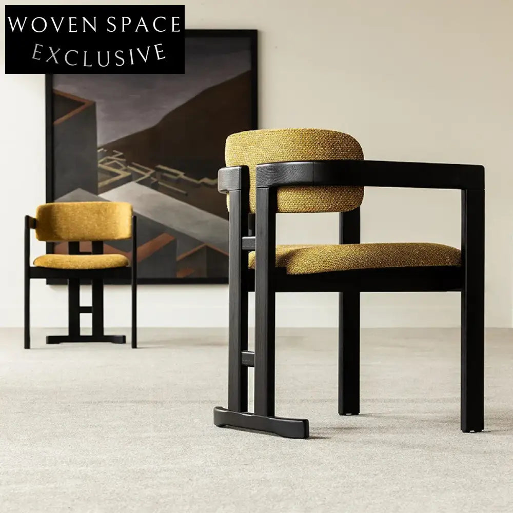 Modern Nordic Solid Wood Armrest Fabric Upholstered Office Dining Chair