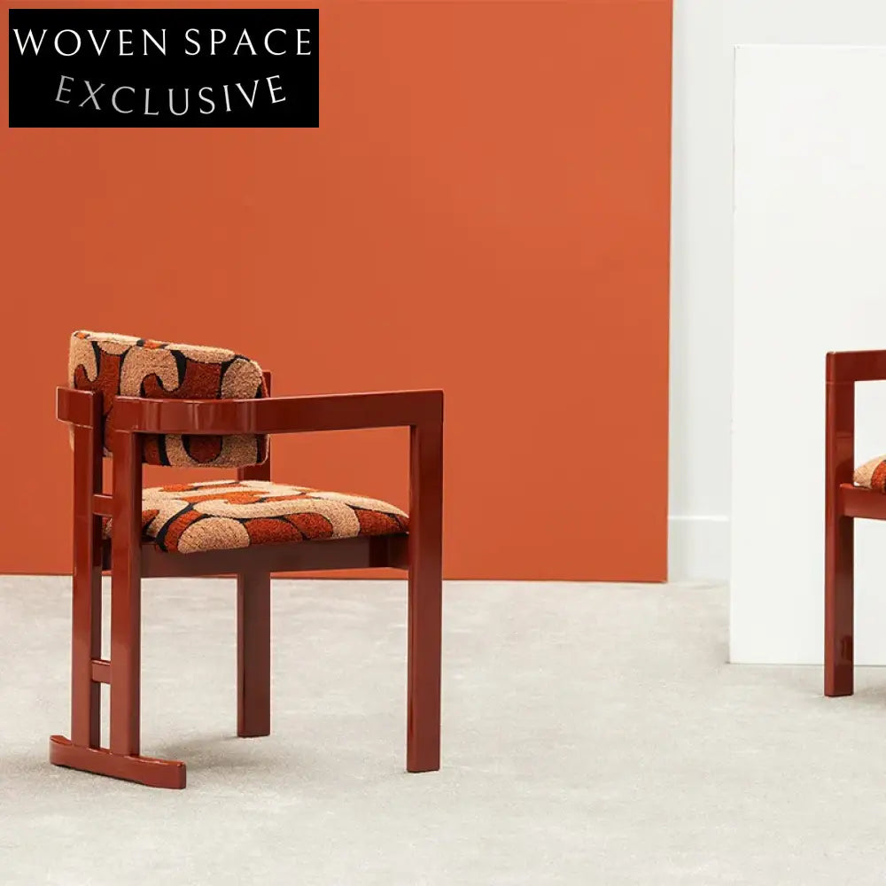 Modern Nordic Solid Wood Armrest Fabric Upholstered Office Dining Chair