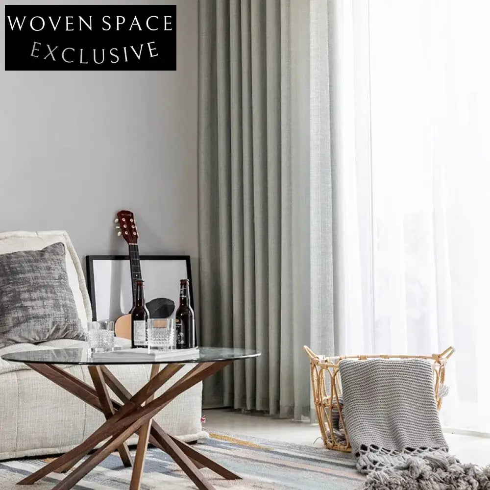 Modern Nordic Solid Wood Base Tempered Glass Top Living Room Coffee Table