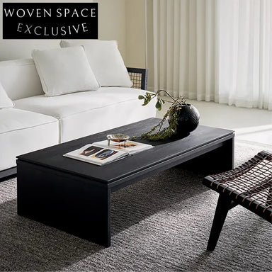 Modern Nordic Solid Wood Black Rectangular Center Coffee Table for Living Room