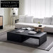 Modern Nordic Solid Wood Black Rectangular Center Coffee Table for Living Room