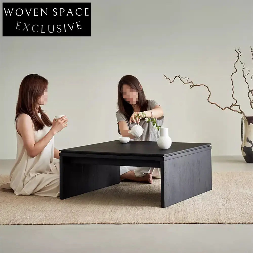 Modern Nordic Solid Wood Black Rectangular Center Coffee Table for Living Room