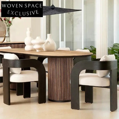 Modern Nordic Solid Wood Boucle Dining Chair - Comfortable Accent Armchair