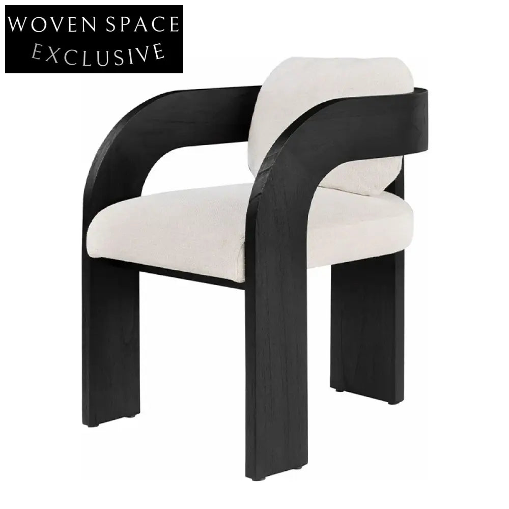 Modern Nordic Solid Wood Boucle Dining Chair - Comfortable Accent Armchair