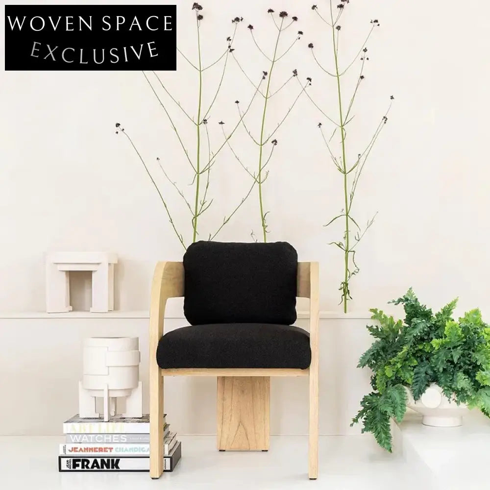 Modern Nordic Solid Wood Boucle Dining Chair - Comfortable Accent Armchair