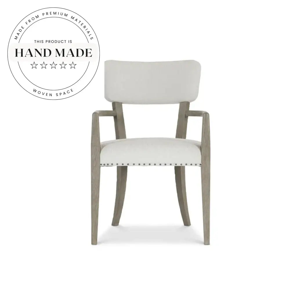 Modern Nordic Solid Wood Dining Chair with Fabric Armrests