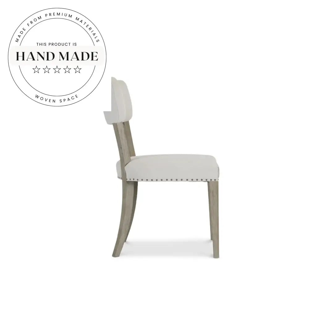 Modern Nordic Solid Wood Dining Chair with Fabric Armrests